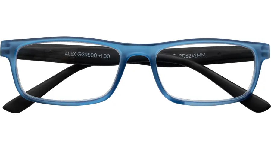 Blau-schwarze Lesebrille Modell ALEX mit Federtechnik