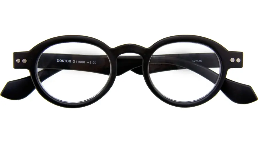Lesebrille DOKTOR G11900 in klassischem Schwarz mit Panto-Form und +1.00 Dioptrien Stärke