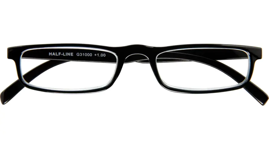 500 Schwarze Kunststoff-Lesebrille HALF-LINE G31000 mit Federtechnik und +1
