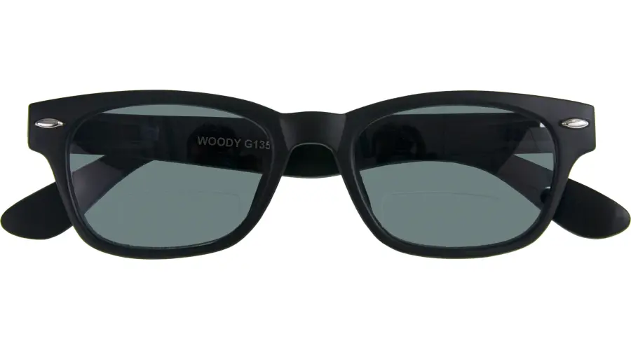 WOODY SUN-Bifocal: schwarze Kunststoff-Sonnenbrille mit Bifokalgläsern