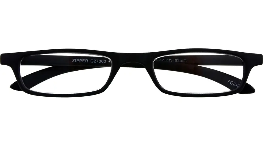 500 ZIPPER: leichte schwarze Kunststoff-Fertigliesebrille mit Federtechnik und Etui