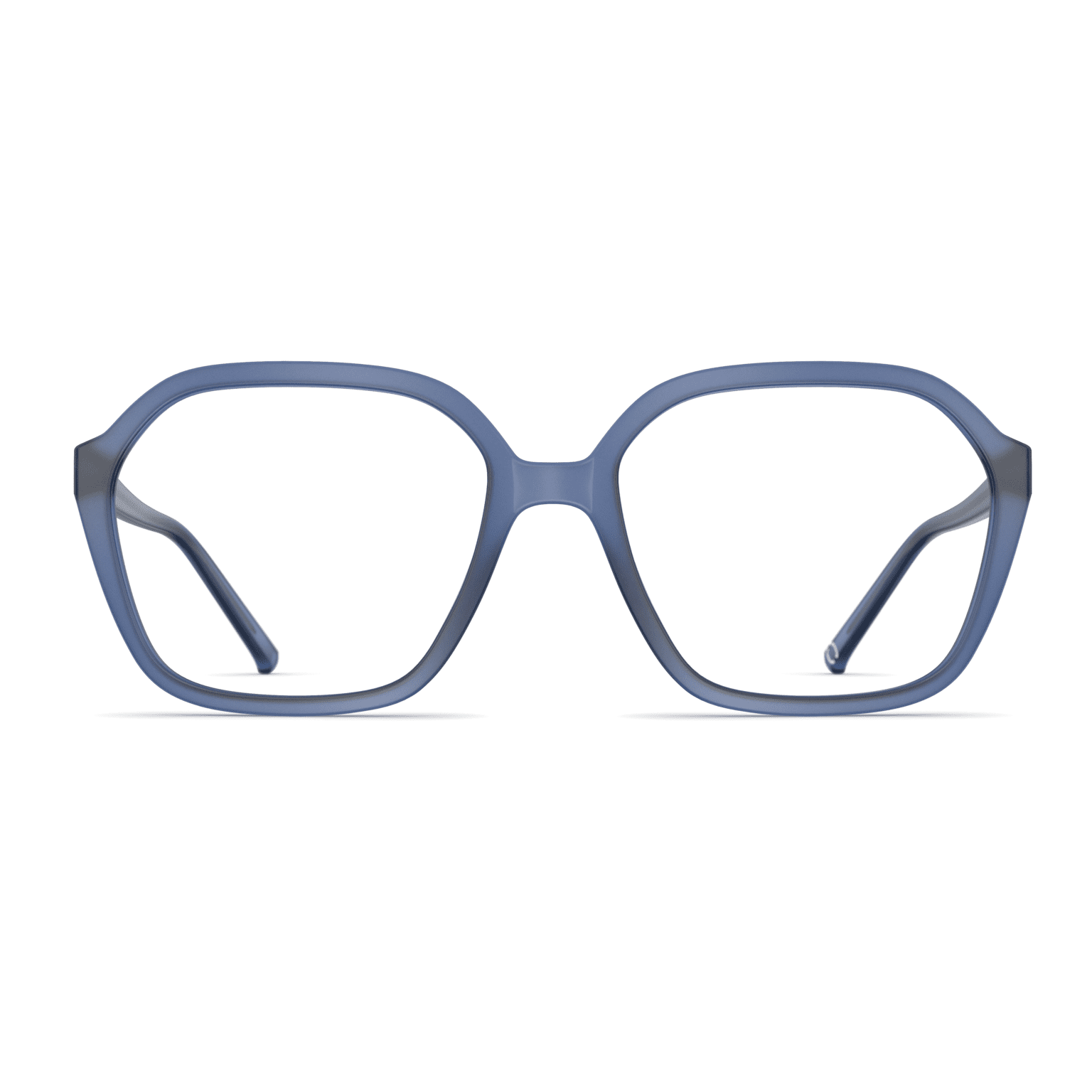 Unisexbrille Neubau Jana T178 mit blauem, rechteckigem Rahmen und schlanken Bügeln, frontal fotografiert.