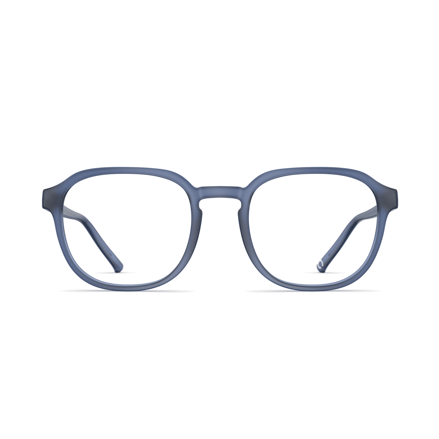 Unisexbrille Neubau Chris II T196 in mattem Blau mit runden Gläsern und schlankem Design, frontal abgebildet.