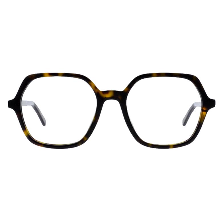 Damenbrille Colibris Edda mit eckigem Gestell in Havanna-Optik, Frontansicht auf weißem Hintergrund.