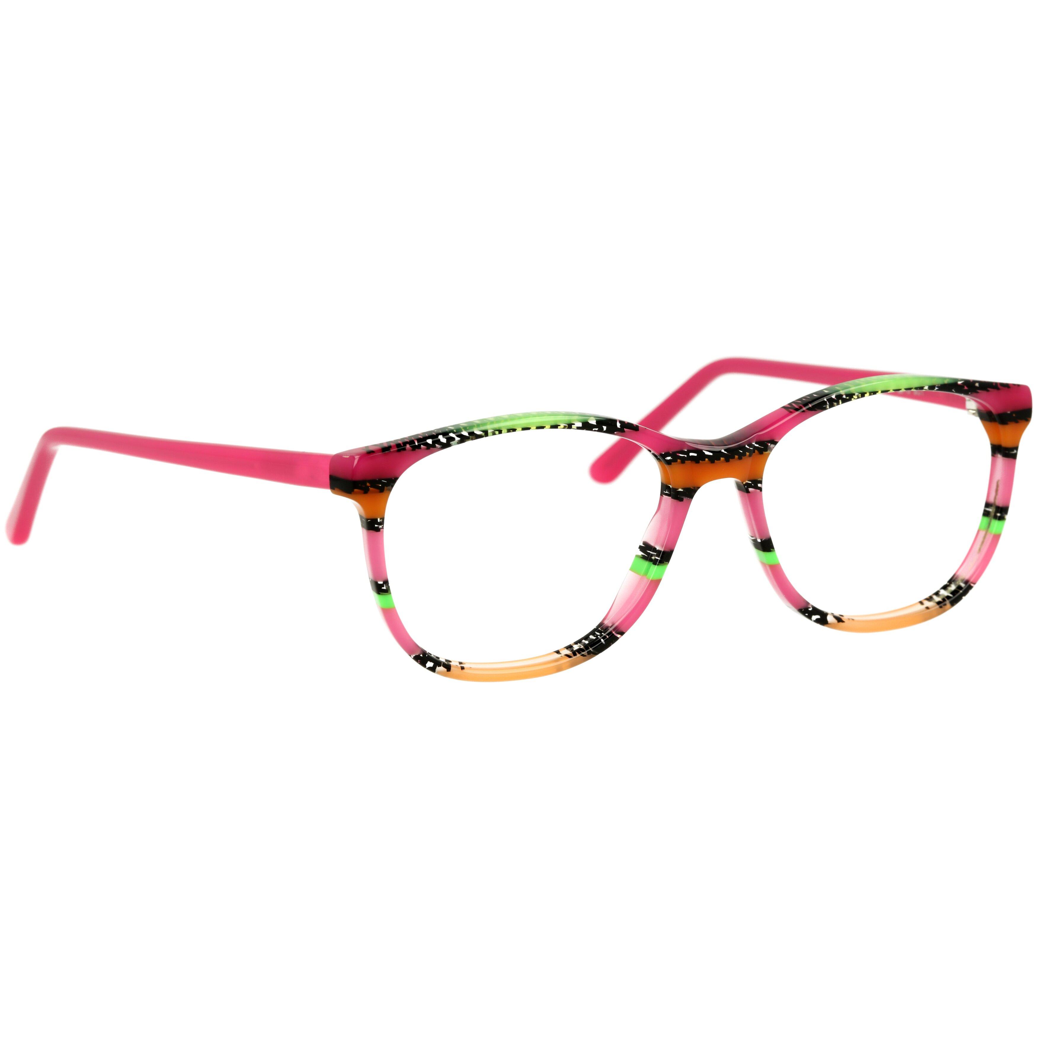 Unisexbrille Johann von Goisern J818 mit rundem Rahmen, farbenfrohem Design und schmalen Bügeln in Pink.