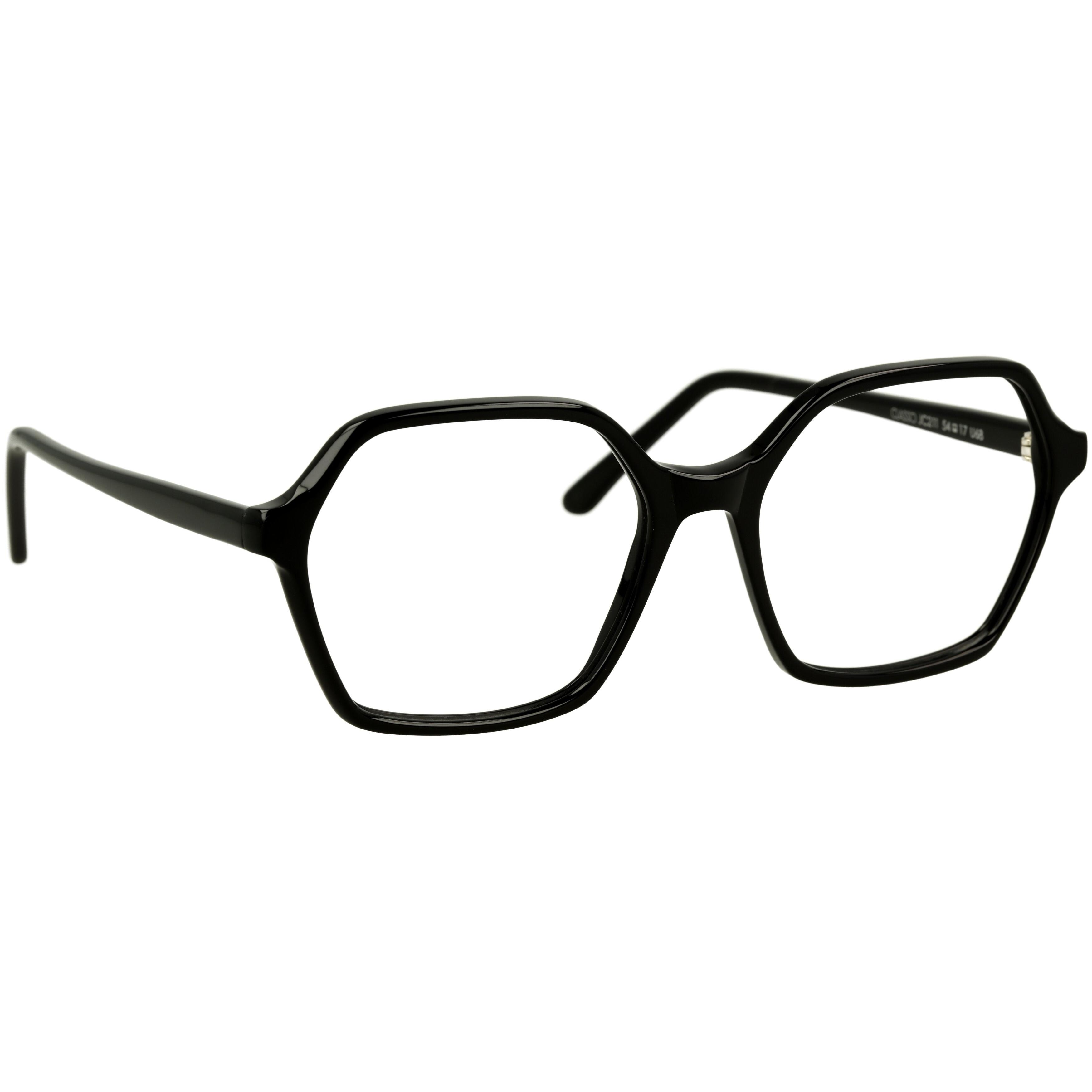 Damenbrille Johann von Goisern JC211 mit eckigem schwarzem Gestell und dünnen Bügeln, modernes Design für stilbewusste Frauen.