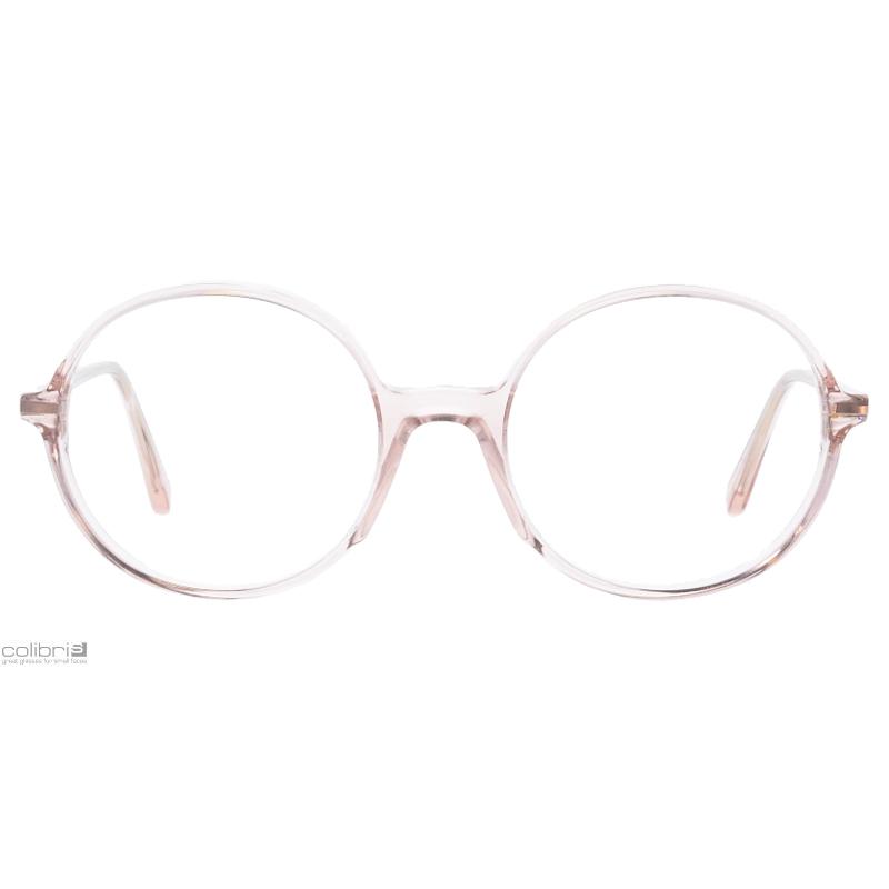 Holly7801 Unisexbrille Colibris Holly mit runden, transparenten Rahmen frontal auf weißem Hintergrund.