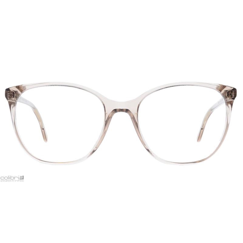 Damenbrille Colibris Joline mit transparentem, leicht eckigem Gestell, frontal abgebildet.