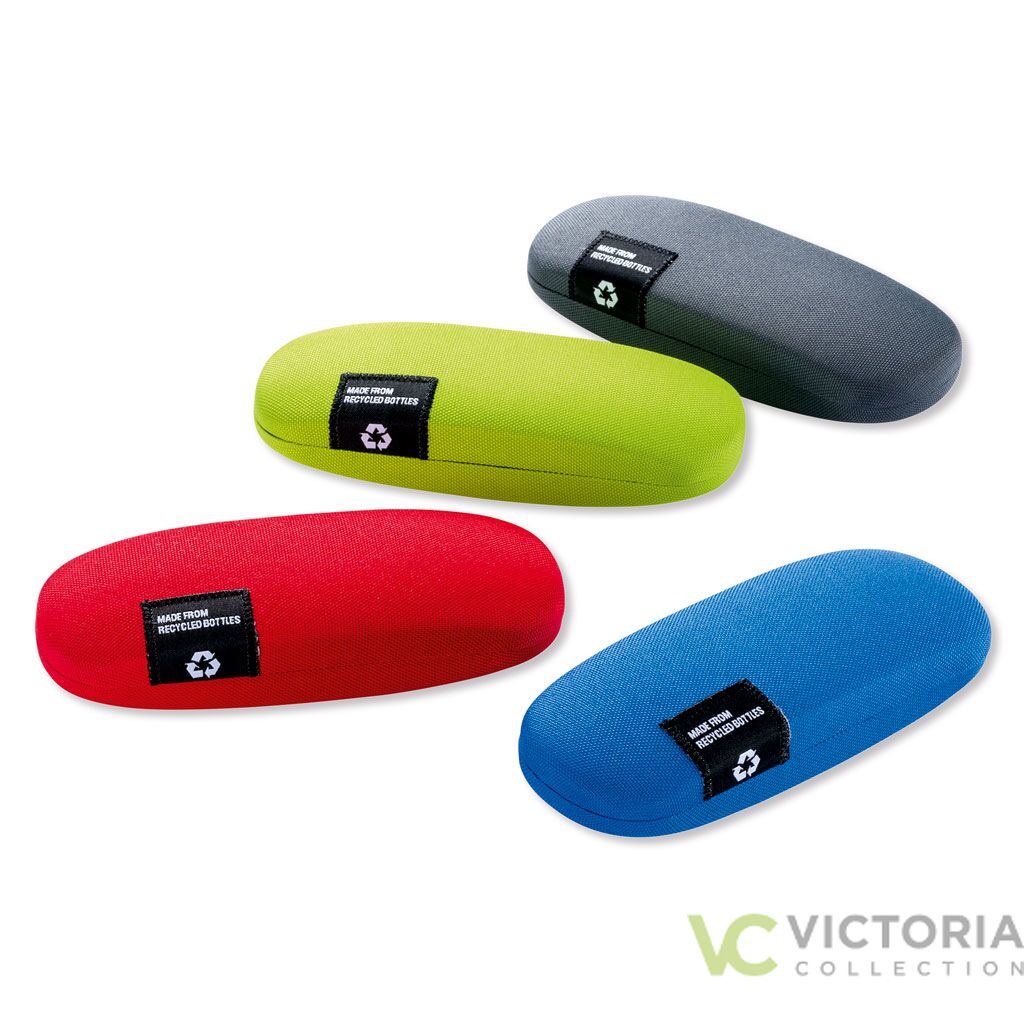 Victoria Brillenetui MALMÖ mit recyceltem Nylonbezug, schwarzem Innenfutter und stabilem Metallscharnier, in vier Farben erhältlich