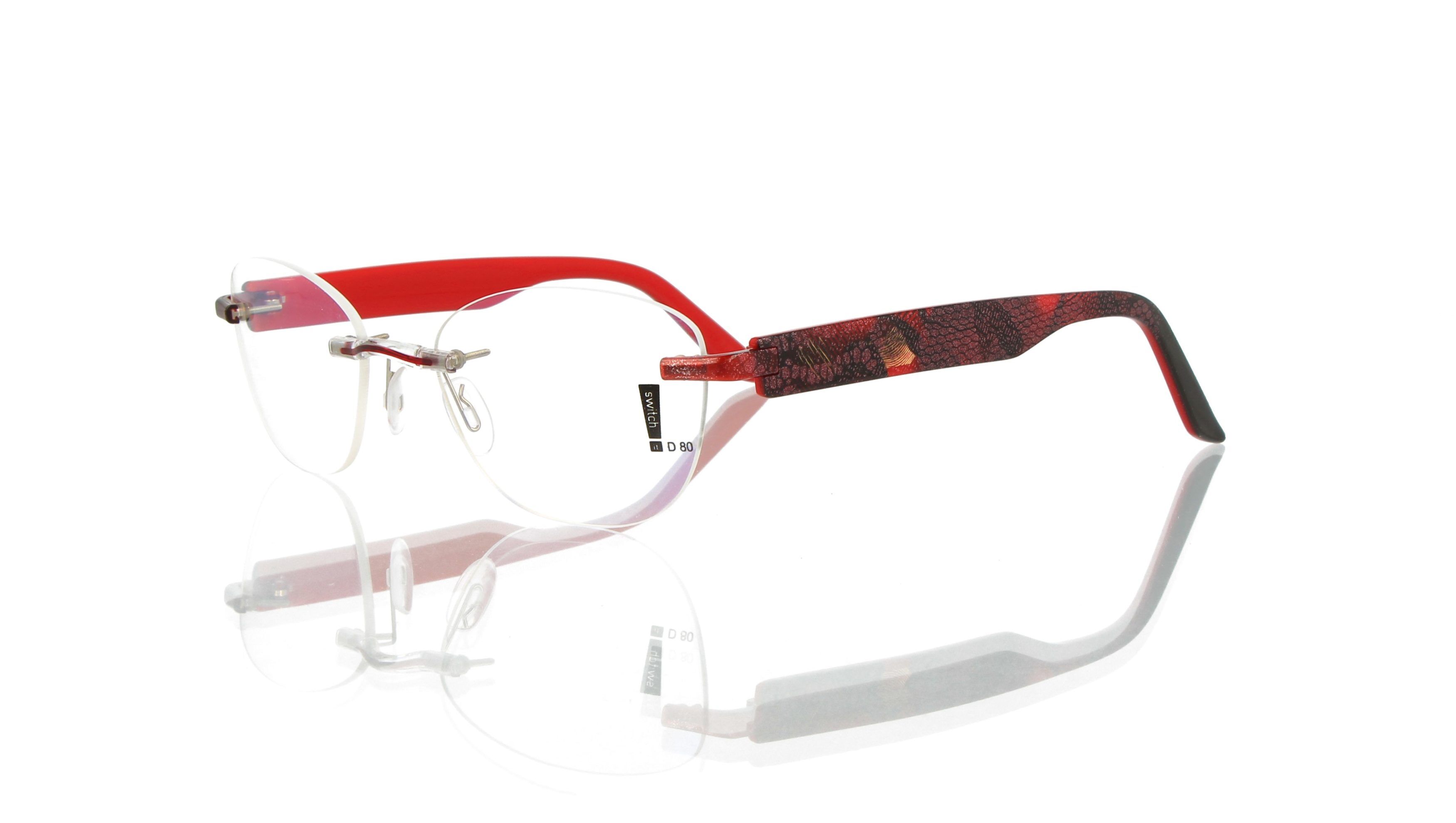 Switch It Garnitur 2499 Damenbrille Schwarz Rot Glitzer Druck Netz Innen Rot (2)