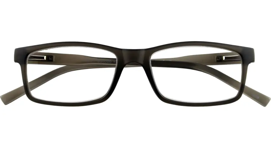 Anthrazitfarbene Metall-Lesebrille EDDY G35000 mit flexiblem Federscharnier und +1.00 Dioptrien inklusive Schutzetui.