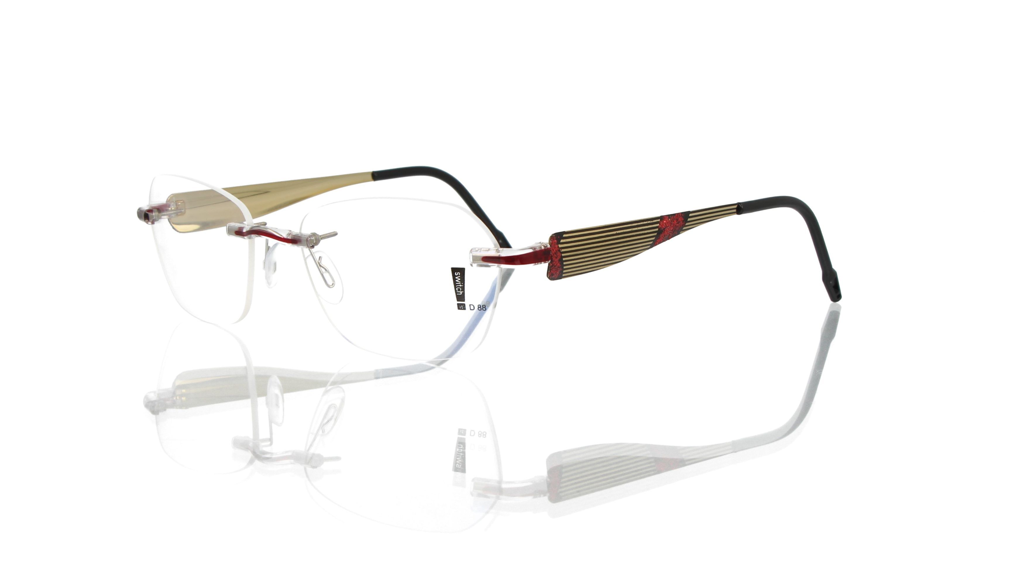 Switch It Garnitur 9192 Damenbrille Schwarz Gold Glitter Rot Innen Gold (2) Switch It Garnitur 9192 Damenbrille Schwarz Gold Glitter Rot Innen Gold (2)