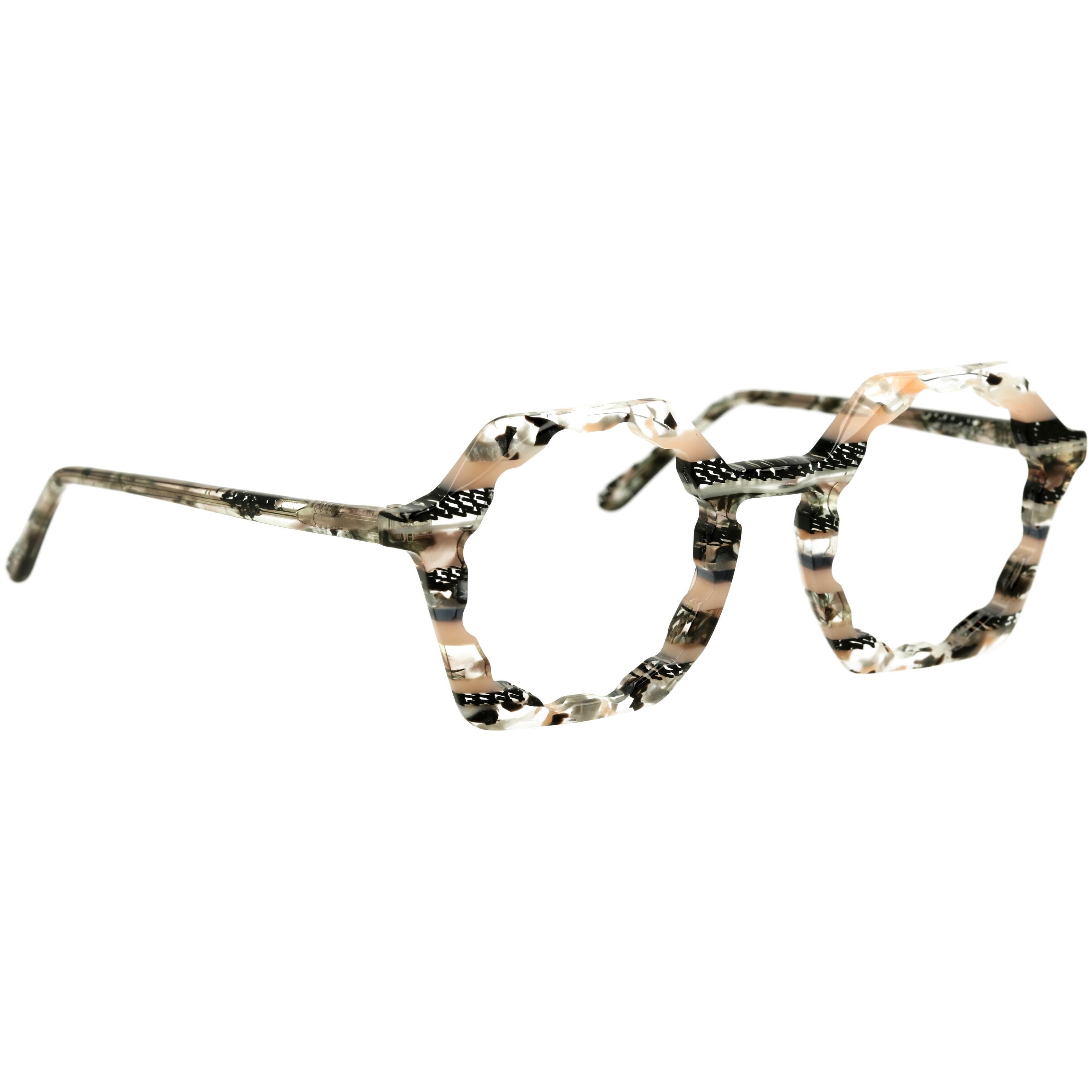 Damenbrille Johann von Goisern JA021 mit sechseckigem Rahmen, mehrfarbiges Muster und leichtem Design.