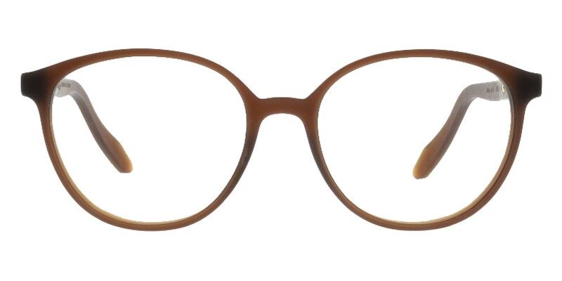 Daria-9 Dunkelbraun Colibris Eyewear Damenbrille Daria mit runden, braunen Rahmen, frontal auf weißem Hintergrund.
