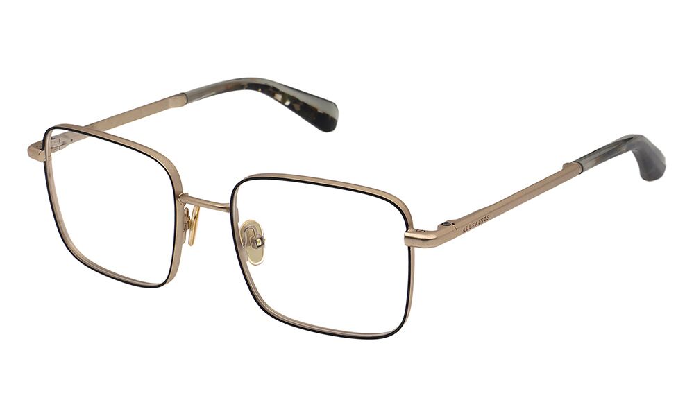 All Saints ALS3025 Herrenbrille in Schwarz und Goldfarben mit rechteckiger Form