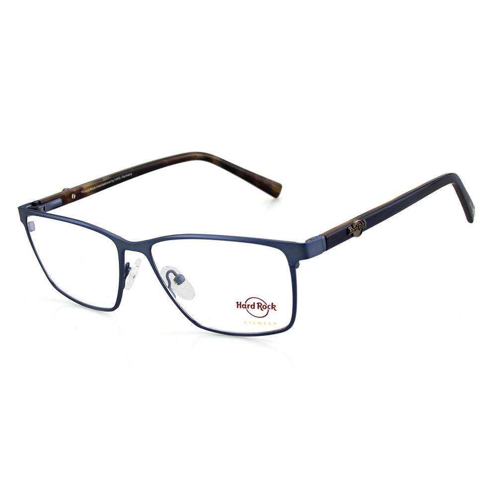 IVKO HR 32 Unisexbrille Hard Rock, rechteckiges Metallgestell in Dunkelblau mit klaren Gläsern und dunklen Bügeln.