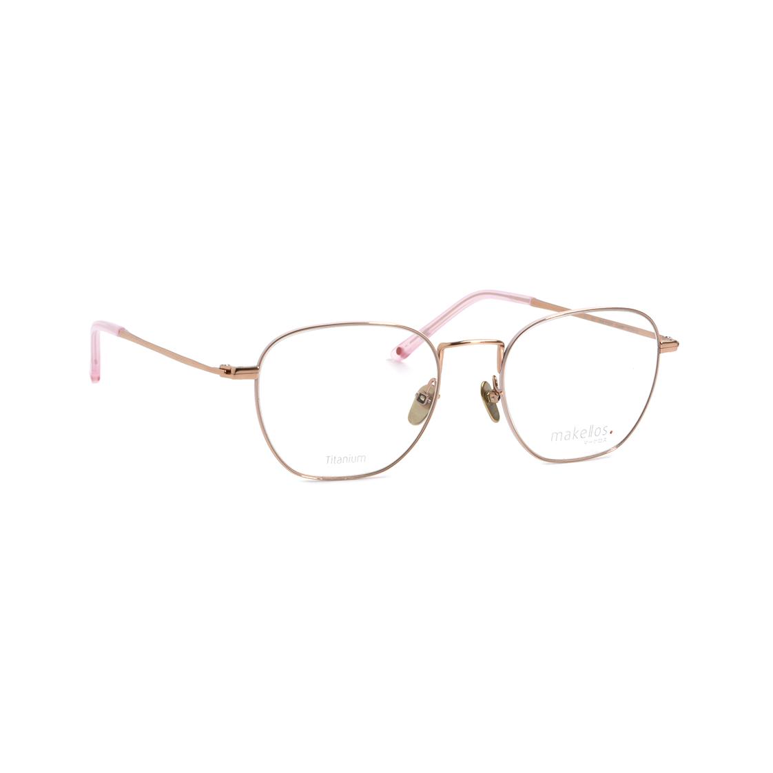 Runde Unisexbrille von makellos, Modell ME 1085 mit dünnem roségoldenem Metallrahmen.