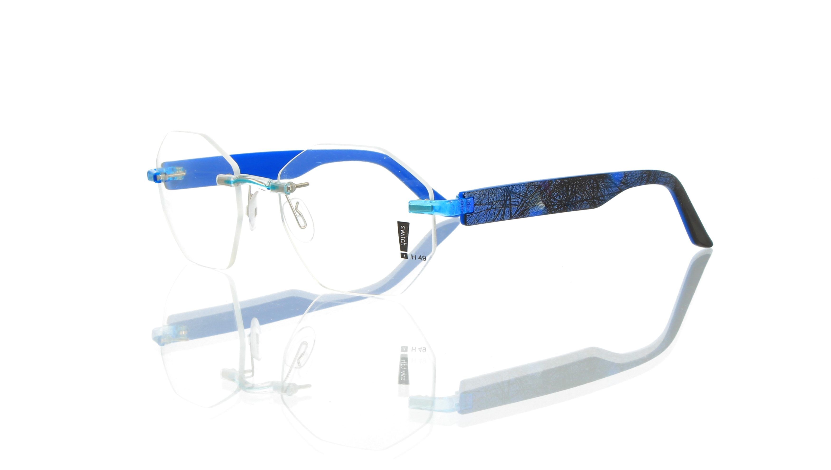 Switch It Garnitur 2498 Damenbrille Schwarz Türkis Blau Glitzer Druck Netz Innen Blau (2)