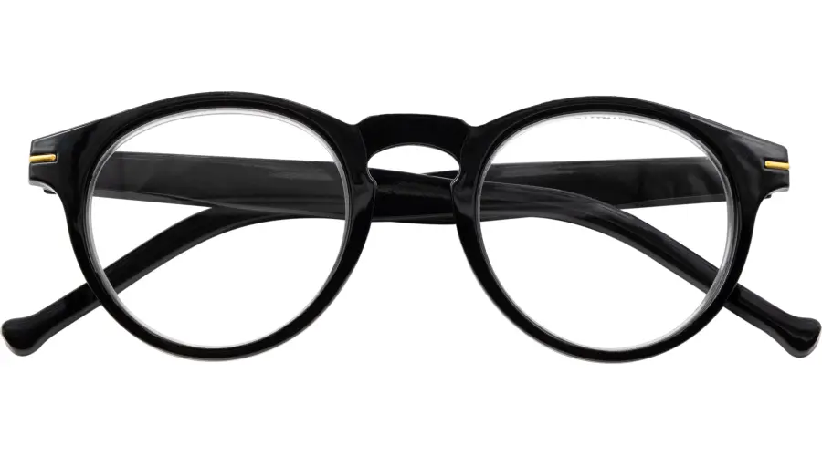 Schwarze Lesebrille FRANKIE G70800 aus recyceltem Kunststoff mit Federscharnier und +1
