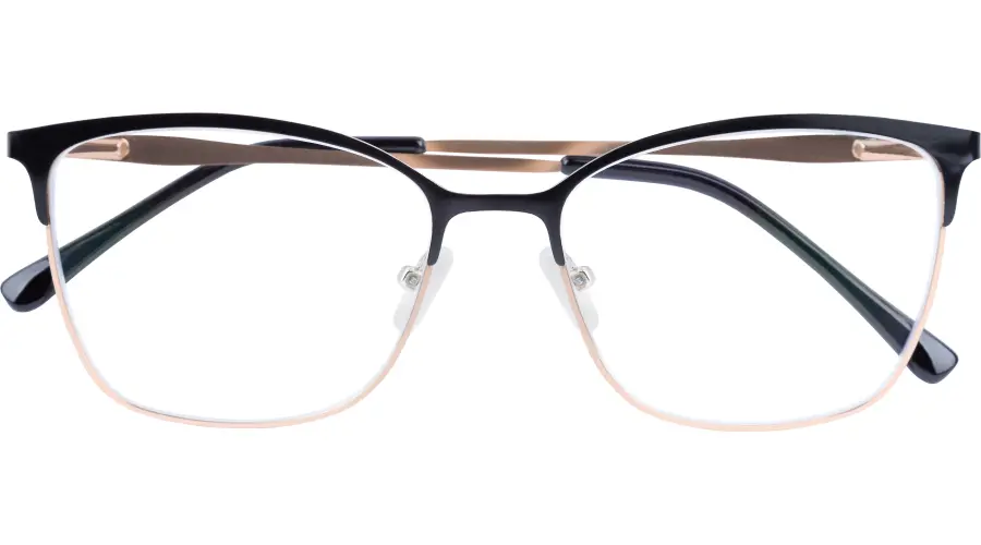 MIA Fertiglesebrille in schwarz-gold mit Federtechnik und Etui