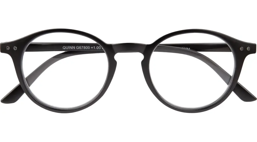 QUINN Kunststoff-Fertiglesebrille in Schwarz mit Federtechnik