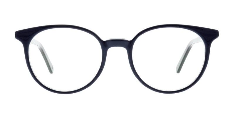 Colibris Eyewear Damenbrille Emily mit rundem, schwarzem Gestell, Vorderansicht.