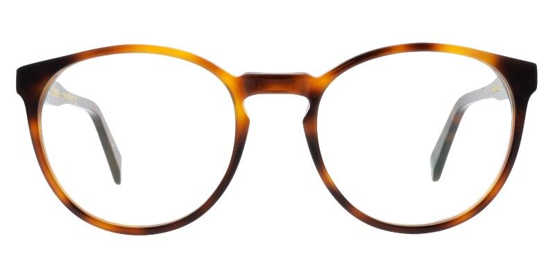 Colibris Eyewear Damenbrille Lisa D. mit rundem Gestell in Havanna-Braun auf weißem Hintergrund.