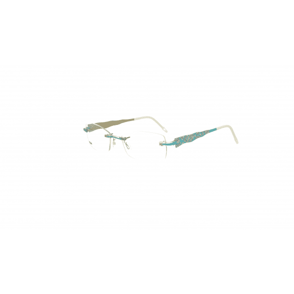 Türkisfarbene Damenbrille Switch it Garnitur SI 9248 mit filigranem Design und dezenten Gläsern auf weißem Hintergrund.