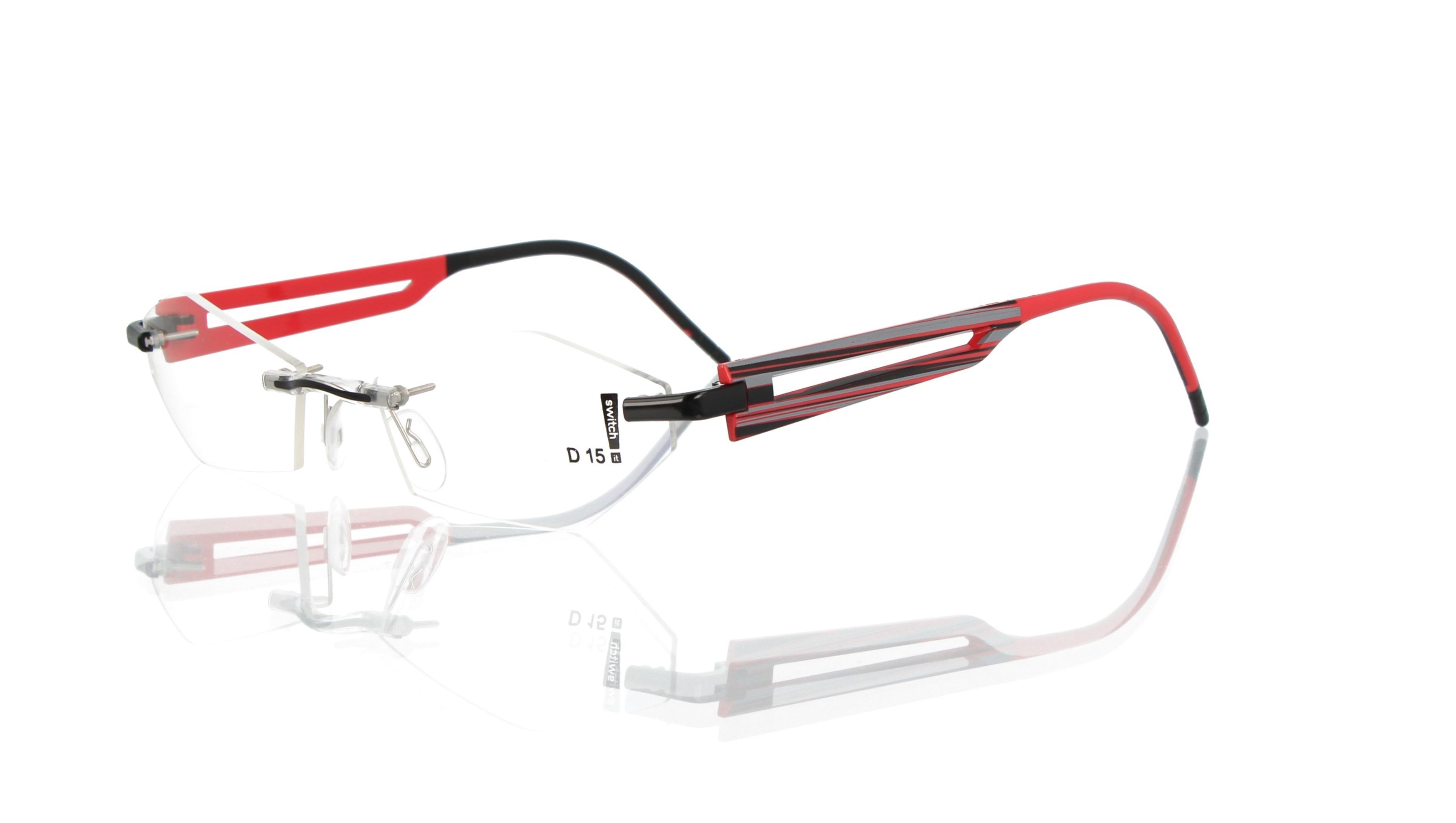 Switch It Garnitur 2439 Damenbrille Style Rot Druck Schwarz Grau (2)