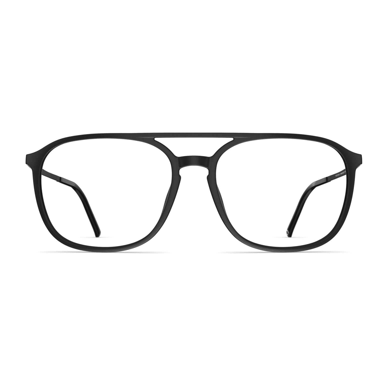 Abbildung der Herrenbrille Neubau Charlie T119 in schwarzem Rahmen mit rechteckigem Design, aufgenommen von vorne.