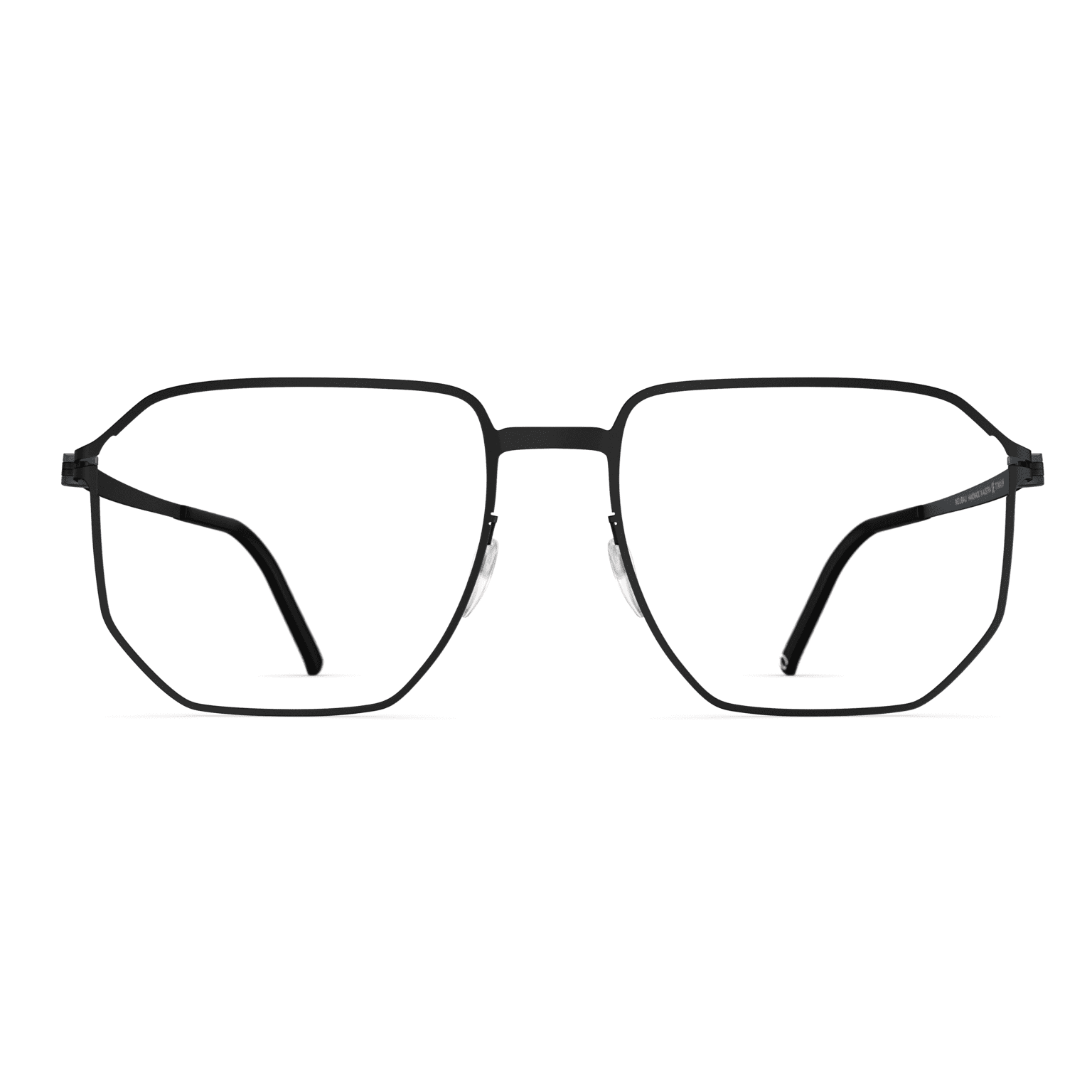 M_T164_9040 Alt-Text: Vorderansicht der Herrenbrille Neubau Theo T164 mit schwarzem Rahmen und rechteckigem Design.