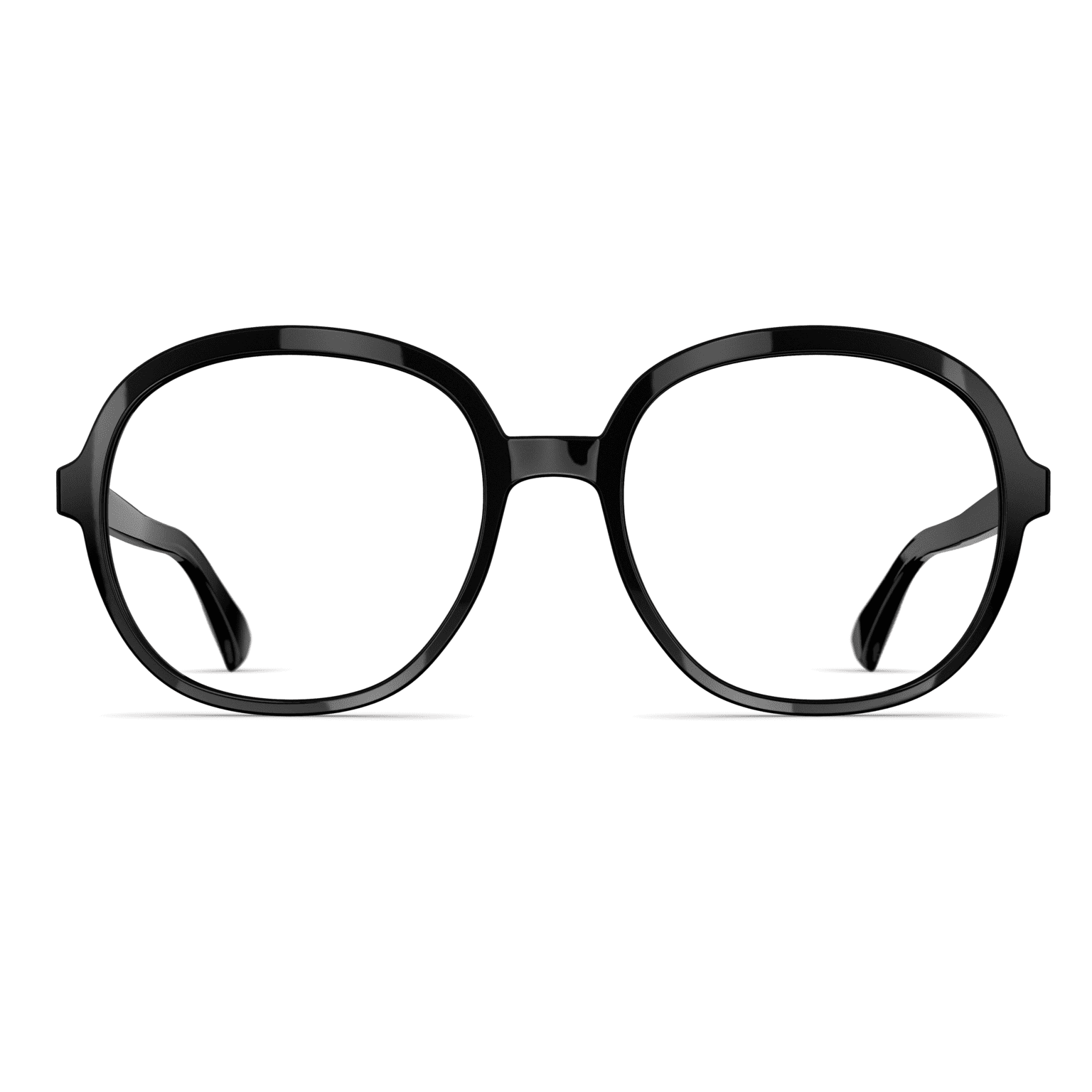 M_T165_9040 Schwarze Damenbrille Neubau Isa T165 mit abgerundeter, rechteckiger Form und schlanken Bügeln, frontal betrachtet.