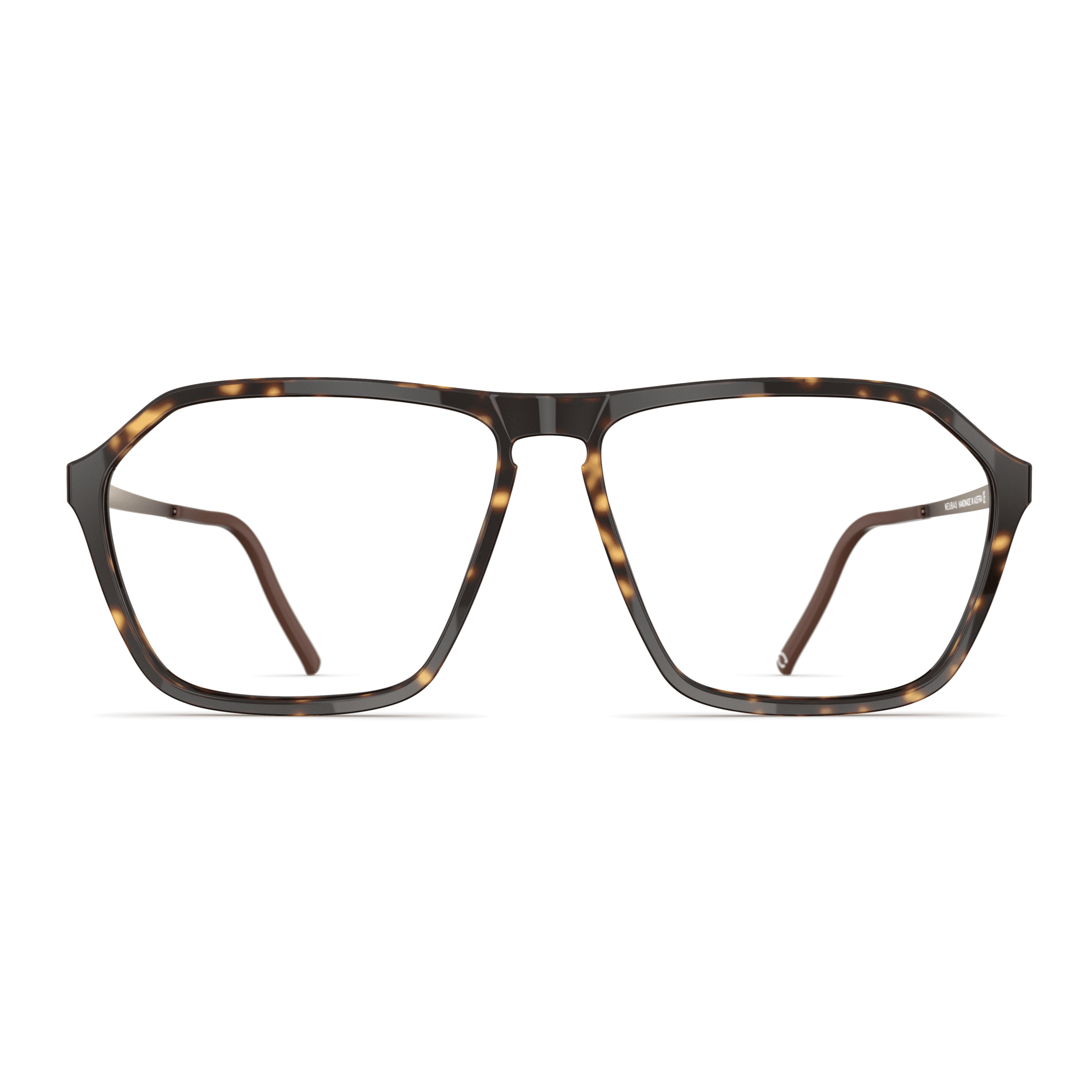 Herrenbrille Neubau Taylor T174 in rechteckigem Design mit Havanna-Muster und schlanken Bügeln, Vorderansicht.