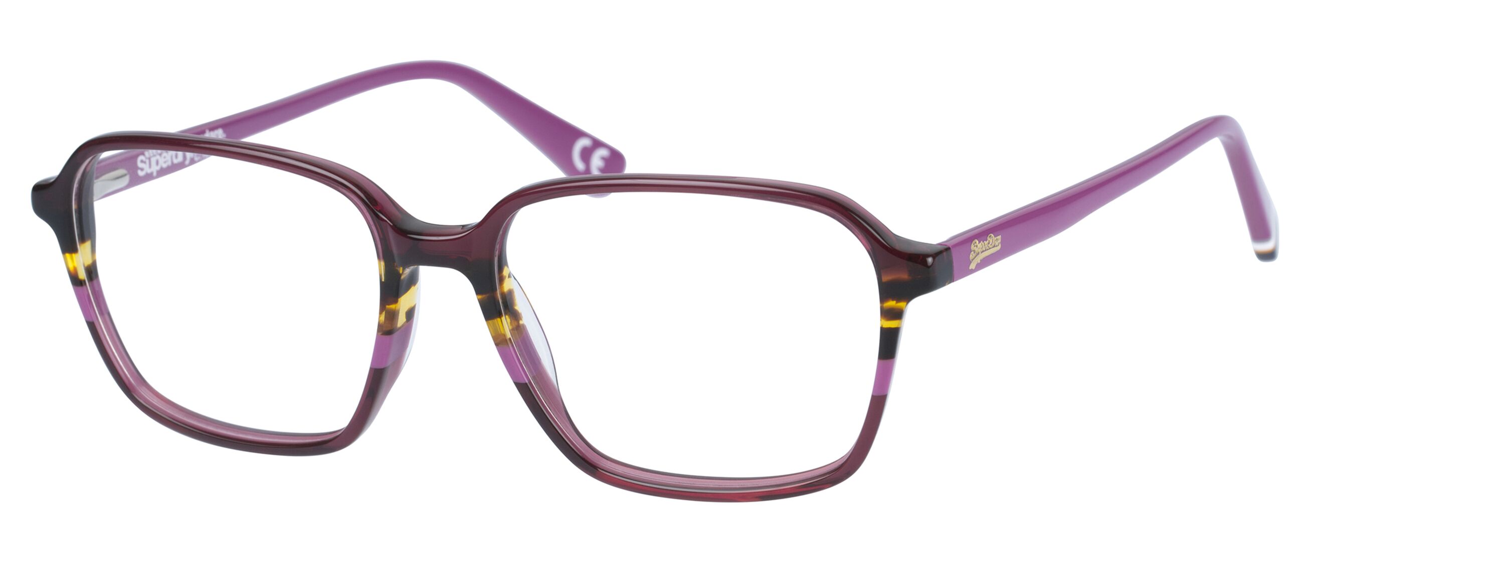 Superdry Superdry 993058-50 53-16 Superdry 993058 Damenbrille in lila Kristallfarbe mit quadratischem Vollrandgestell aus Kunststoff