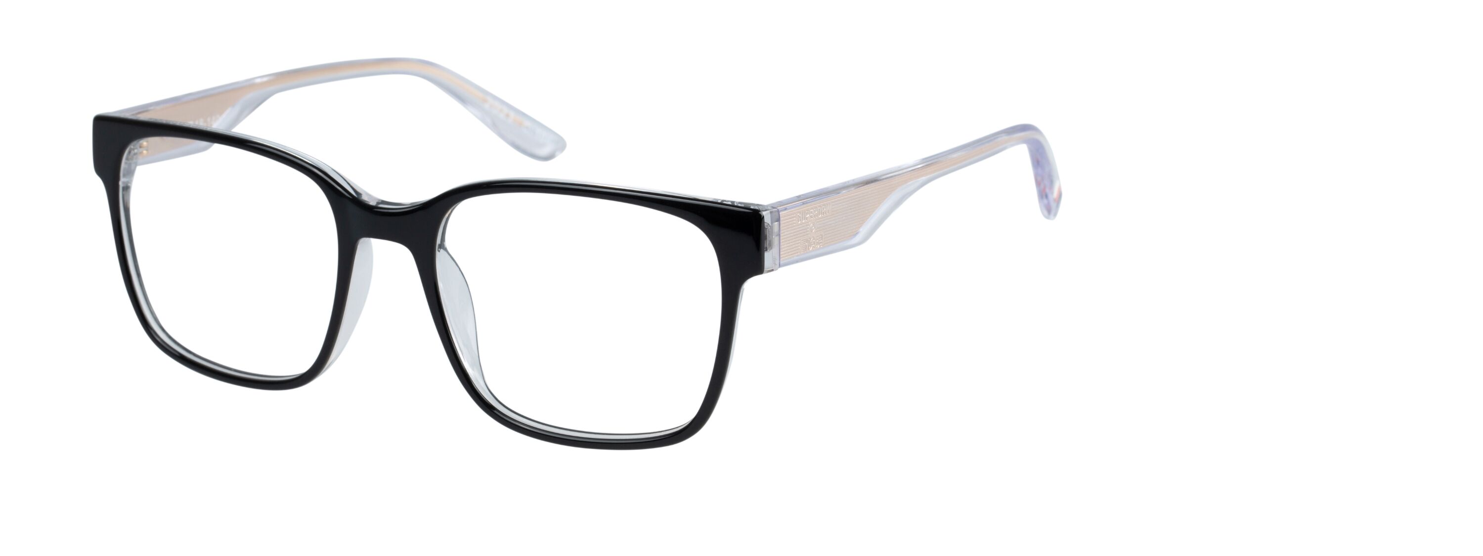 Superdry Superdry 993066-10 52-18 Superdry 993066 Damenbrille in glänzendem Schwarz mit eckigem Vollrand-Design und 140 mm Bügellänge