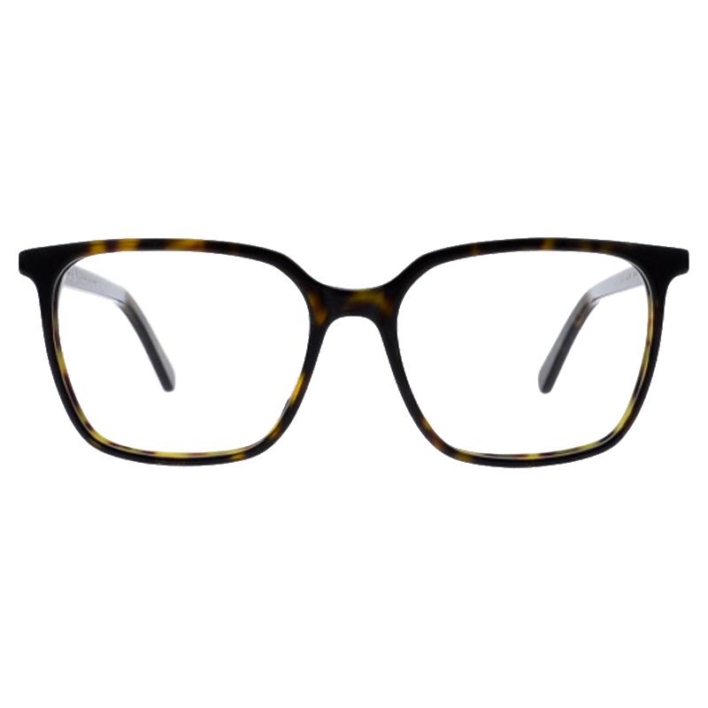 Damenbrille Colibris Eva mit rechteckigem, braun gemustertem Rahmen, Vorderansicht auf weißem Hintergrund.