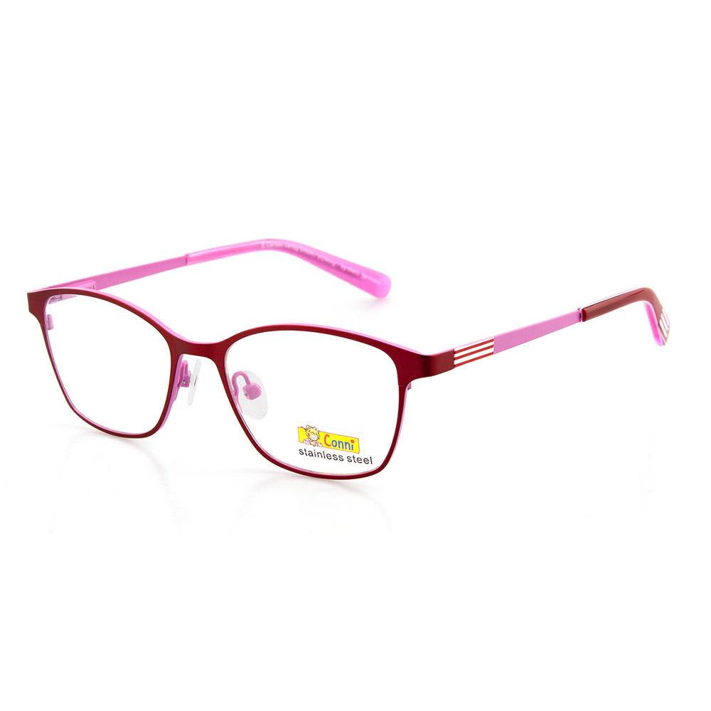 Kinderbrille Conni von IVKO Conni 18 in Rot und Rosa, rahmenloses Design.