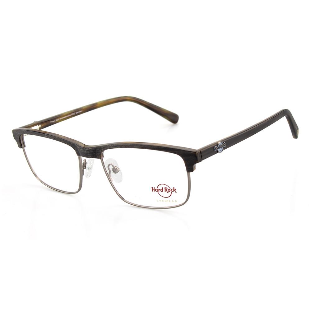 Unisexbrille Hard Rock by IVKO HR 31 mit rechteckigem, braunem Gestell und klaren Gläsern.