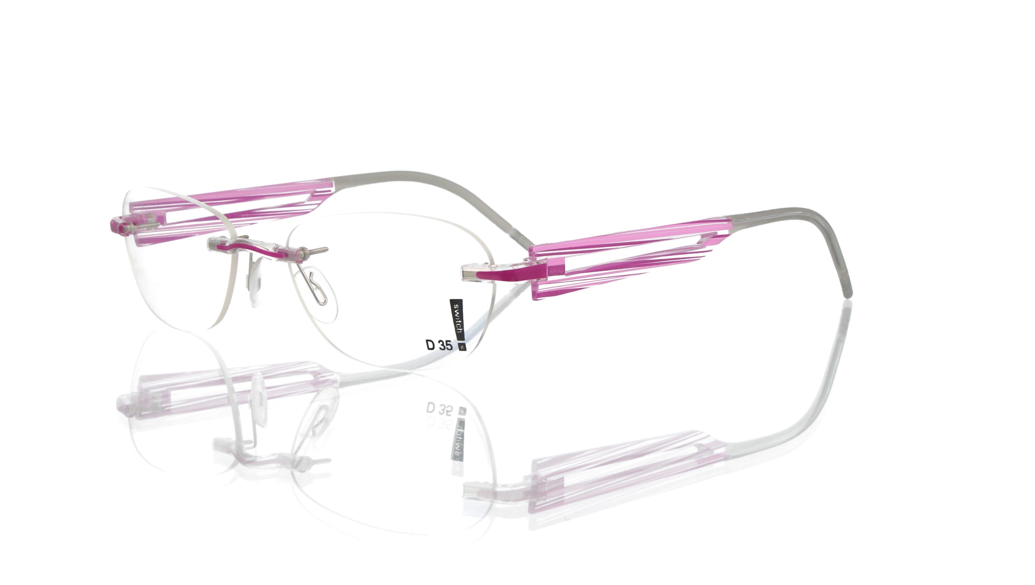 Switch It Garnitur 2437 Damenbrille Style Transparent Druck Lila Pink (2)