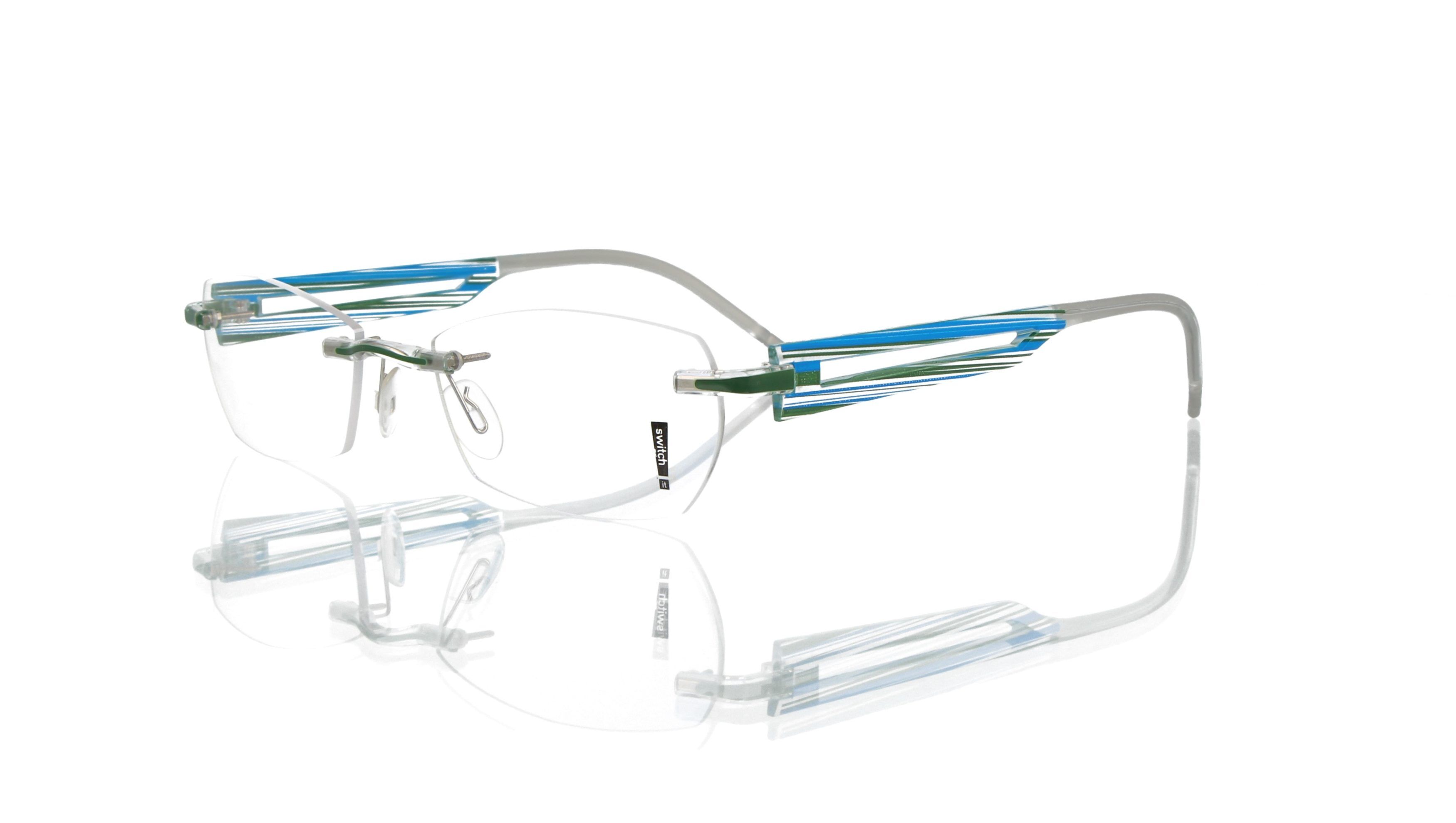 Switch It Garnitur 2438 Damenbrille Style Transparent Druck Grün Blau (2)