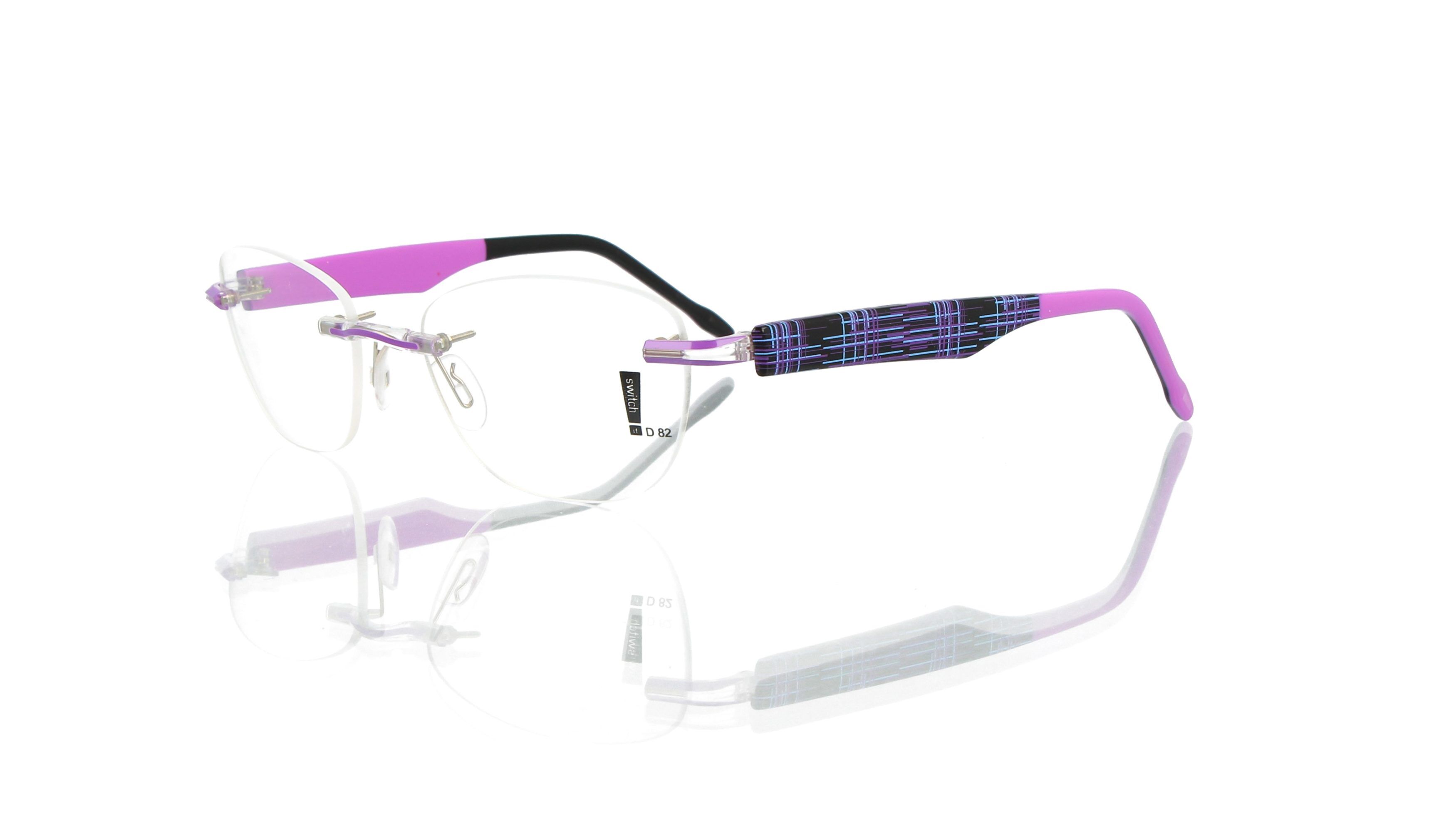 Switch It Garnitur 2506 Damenbrille Schwarz Violett Druck Violett Blau (2)