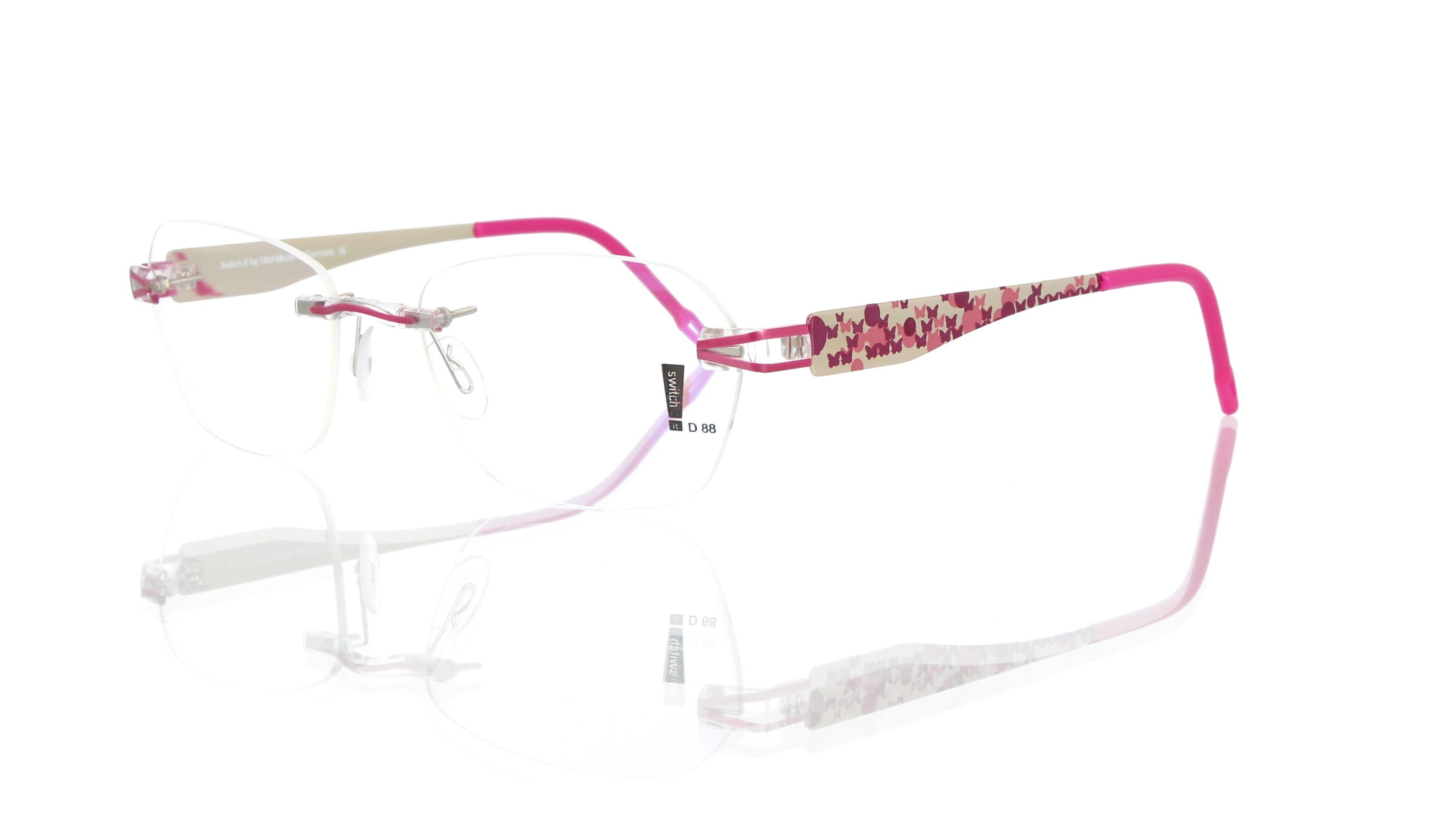 Switch It Garnitur 3313 Damenbrille Gold Pink Rosa Schmetterlinge (2)