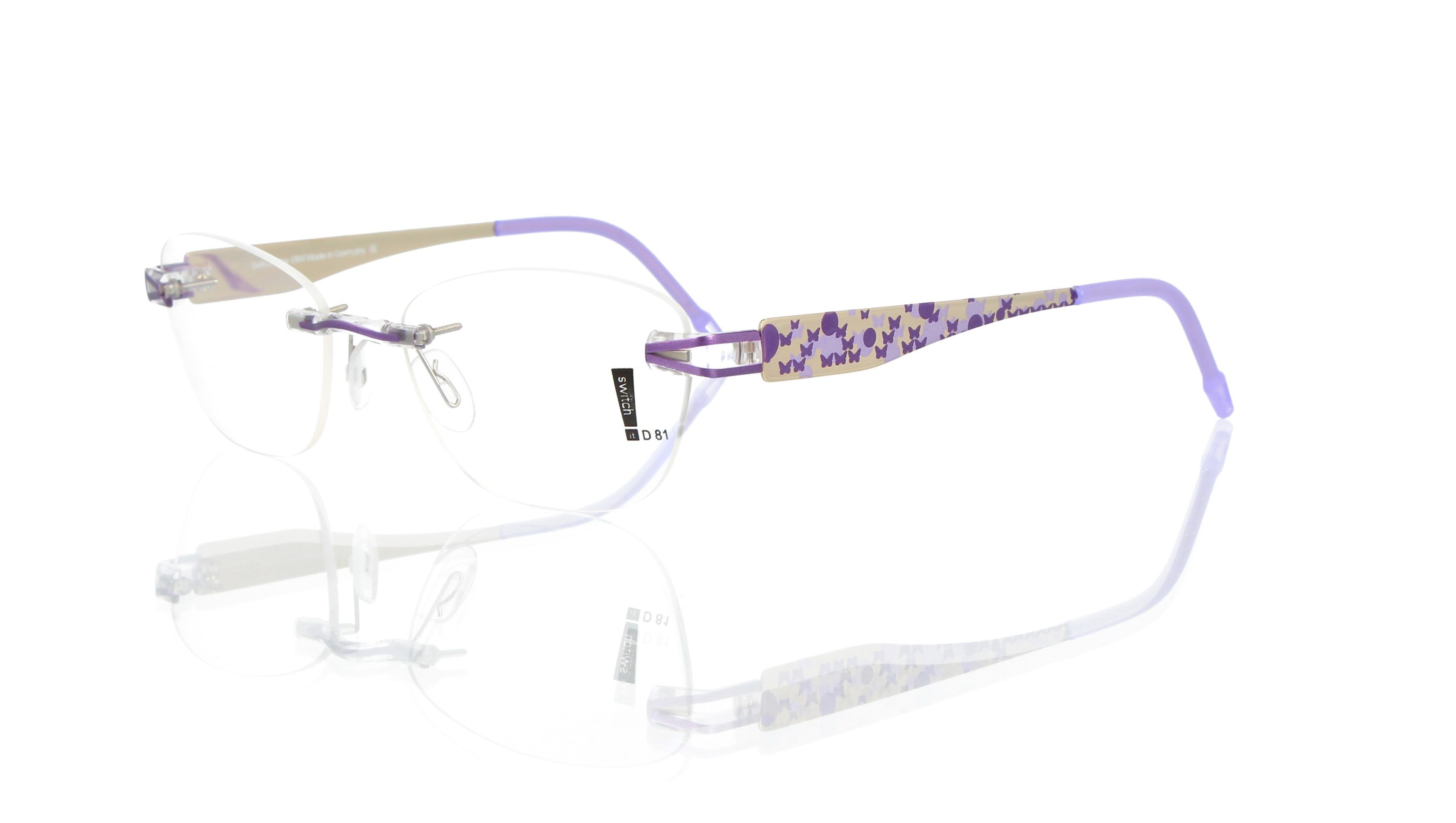 Switch It Garnitur 3315 Damenbrille Gold Violett Lila Schmetterlinge (2)