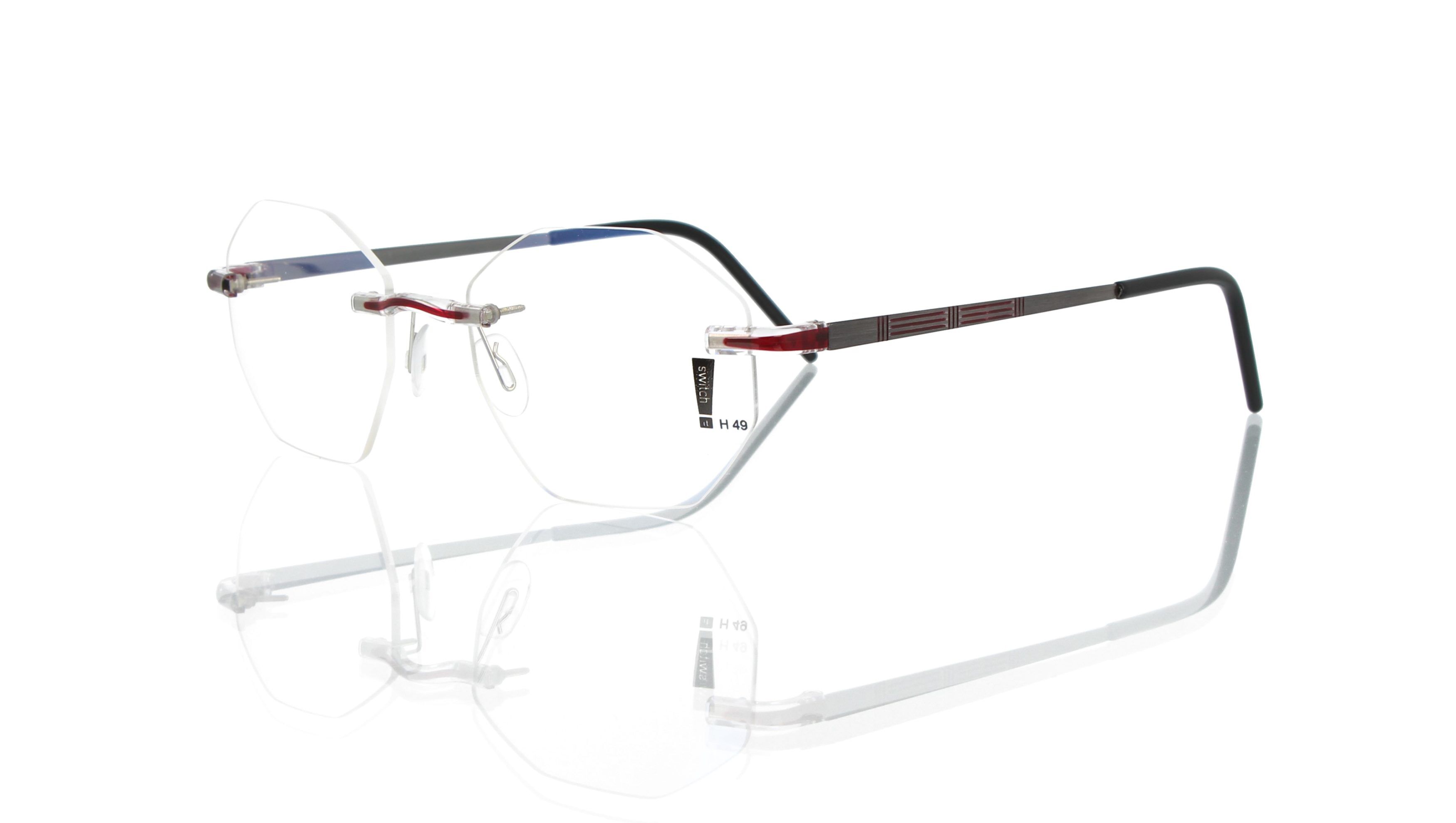 Switch It Garnitur 7024 Damenbrille Dunkel Ruthenium Dunkelrot (2)