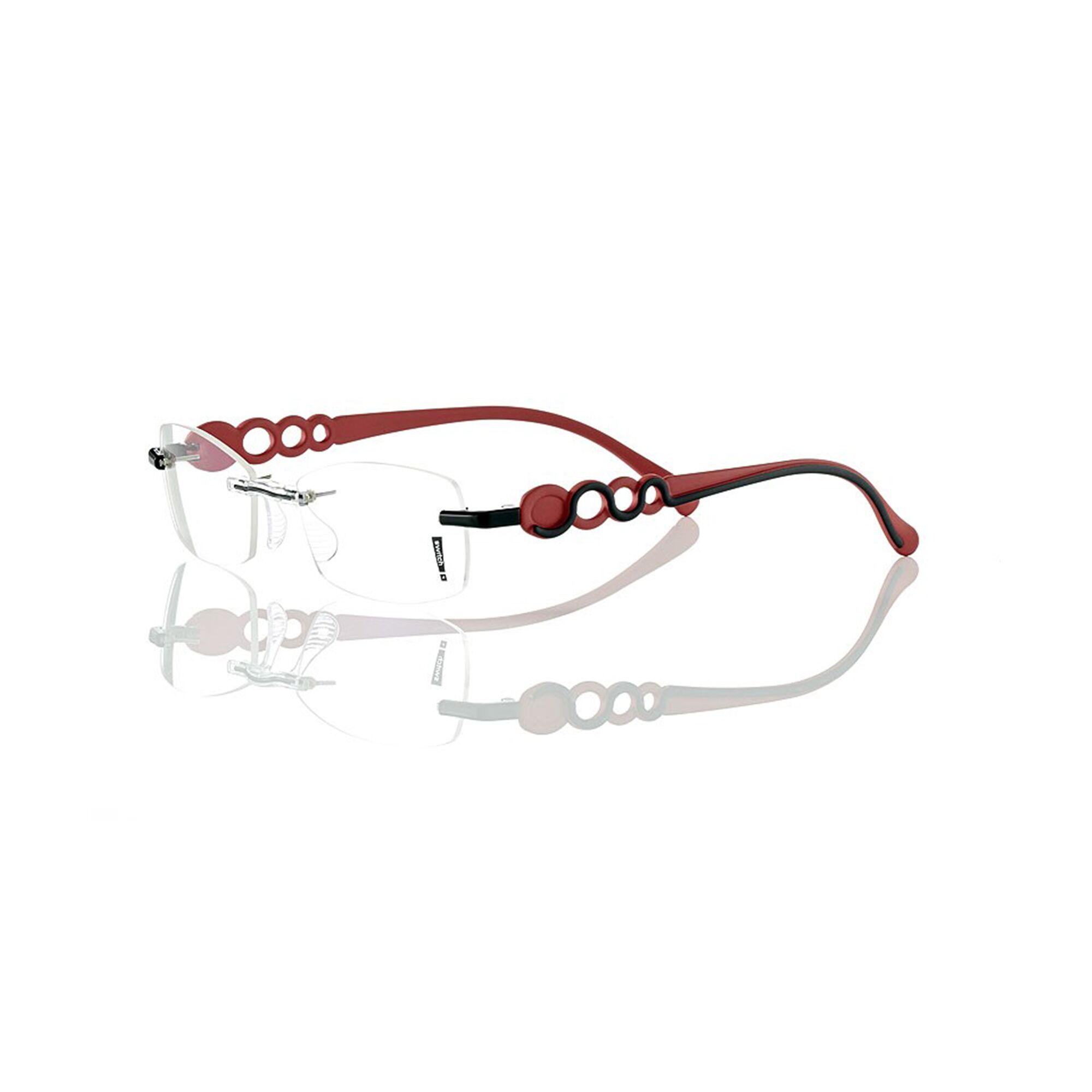 Switch It Garnitur 2094 Damenbrille Rot Schwarz Kreis Design