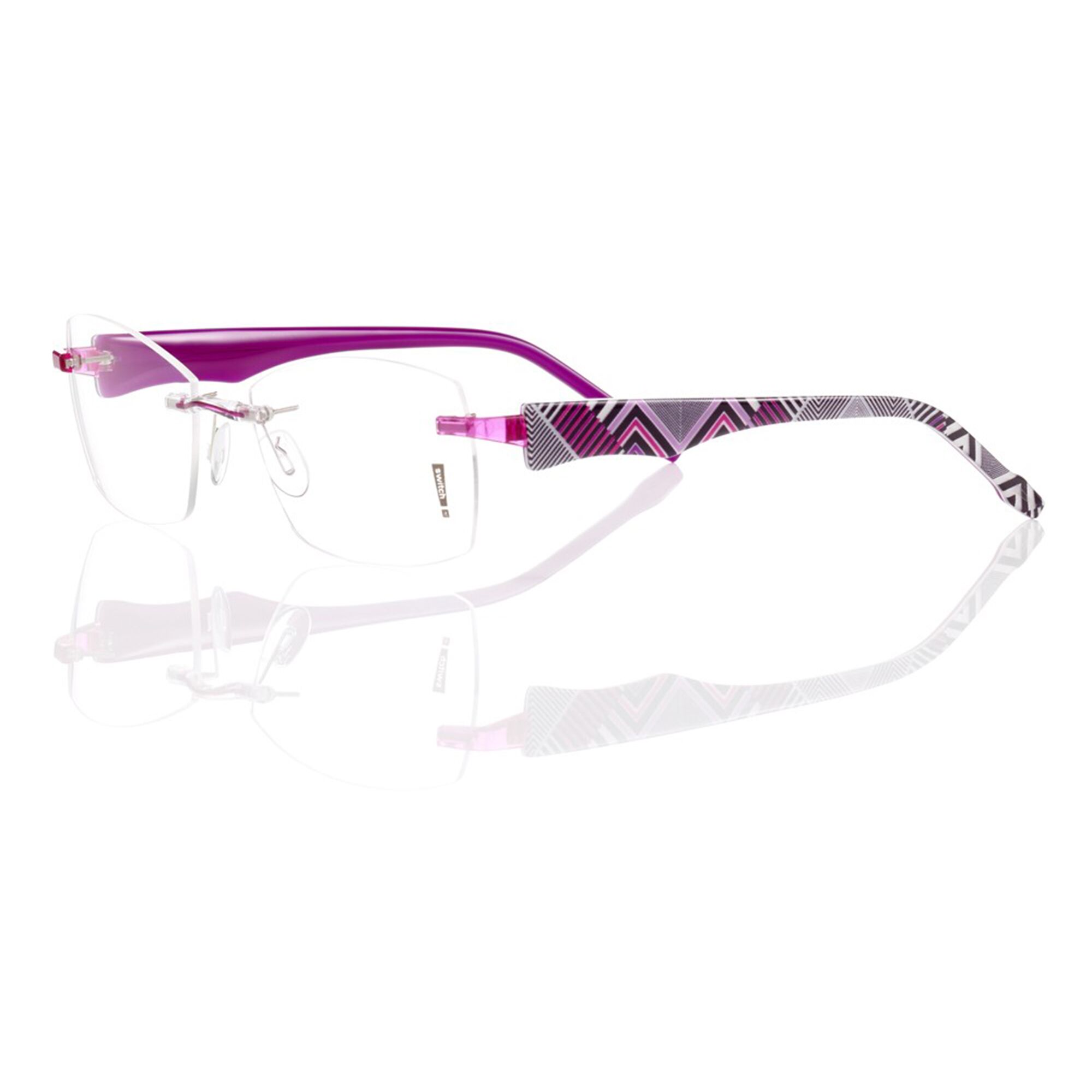 Switch It Garnitur 2261 Damenbrille Lila Linien Brille