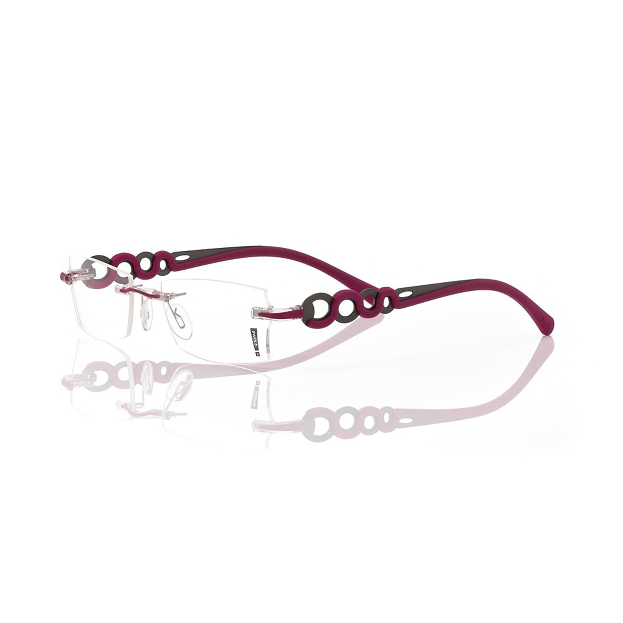 Switch It Garnitur 3020 Damenbrille Dunkel Rot Kreis Design