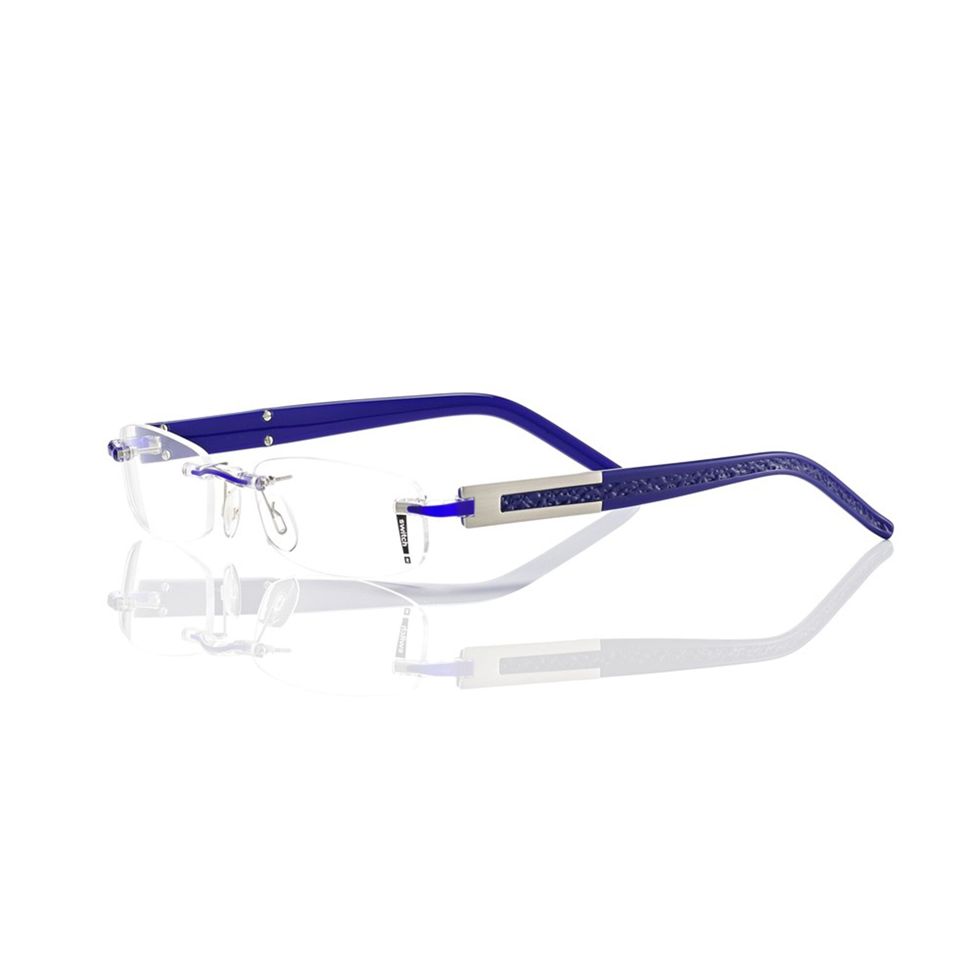 Switch It Garnitur 646 Herrenbrille Blau Metallic Relief Brillenbuegel