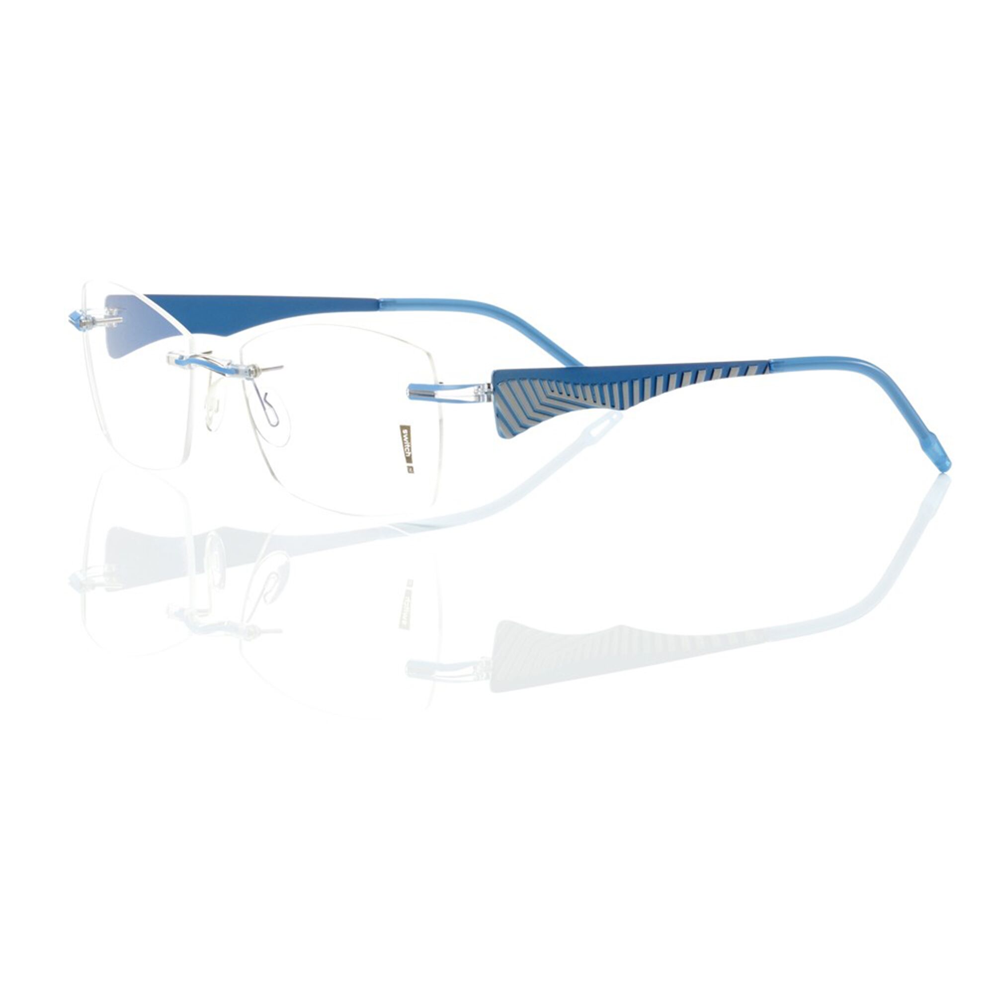 Switch It Sale 3160 Unisex Brille Blau Walzahn Muster