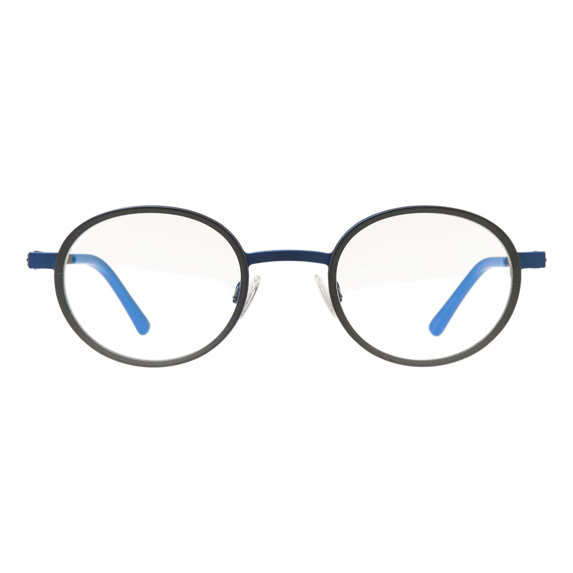 Runde Unisexbrille Eigensign 5317 mit blauem Rahmen auf weißem Hintergrund.